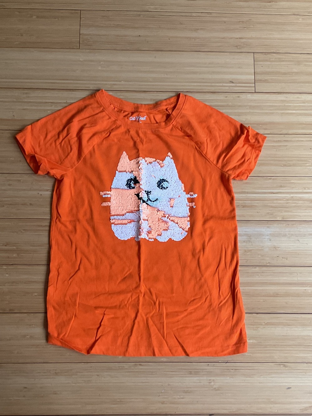 Cat & Jack Orange Kids' Reversible Sequin Cat Tee
